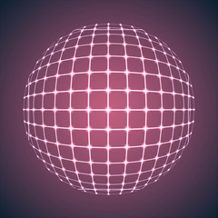 Illuminated Purple Mesh Sphere