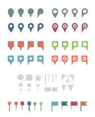 Simple Colorful Flat Map Pins and Elements.