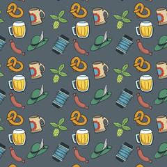 Colorful Octoberfest Seamless Background.