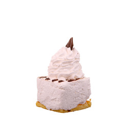 Teal birthday cupcake with butter cream icing isolated on white.