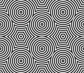 Fototapeta premium Black and White Psychedelic Circular Textile Pattern.