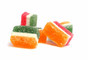 colored fruit candy isolated on white background