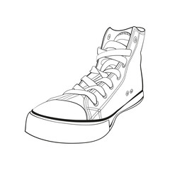 Black and white gumshoes. Isolated on white concept vector sneak - obrazy, fototapety, plakaty