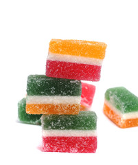 colored fruit candy isolated on white background
