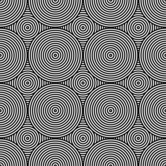 Black and White Psychedelic Circular Textile Pattern.