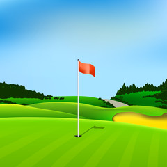 Obraz premium Golf hole vector green tee background