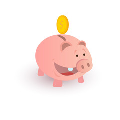 colorful piggy bank on white background
