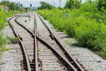 Obraz premium Railway track, railroad junction