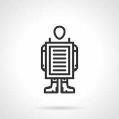 Walking advertisement black line vector icon