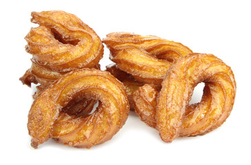 Fototapeta premium Turkish doughnuts or traditional ring sweet, isolated on white background.