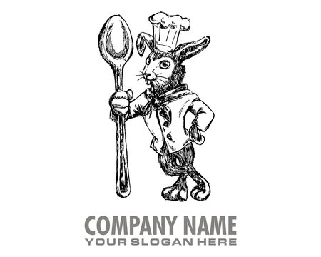 chef rabbit drawing sketch character image vector