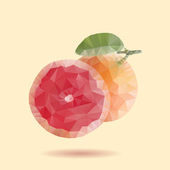 Peach vector. Low poly triangular style illustration.