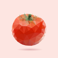 Tomato vector. Low poly triangular style illustration.