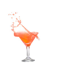 Fresh pink cocktail, lemon isolated on white 