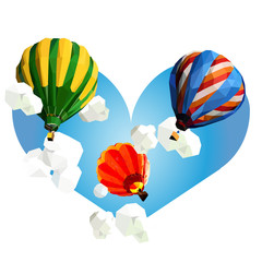 Fototapeta premium Multi-colored balloons. Vector illustration. Lovers in the sky