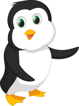 cute penguin cartoon waving
