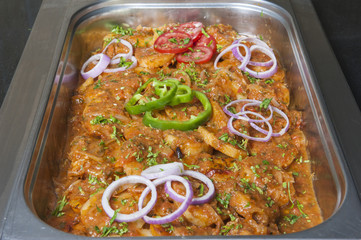 Oriental potato dish at a restaurant buffet