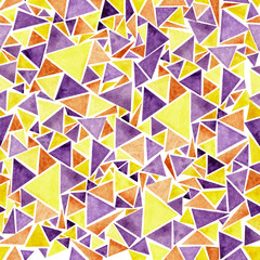 Fototapeta na wymiar Watercolor triangle scattered pattern