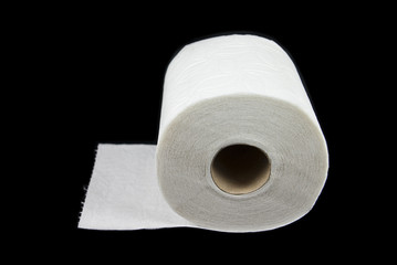 white toilet paper on black background