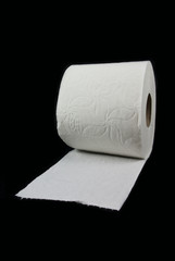 white toilet paper on black background