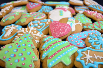 Colorful christmas gingerbread  tree cookies