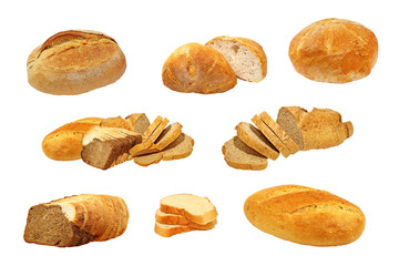 Set of appetizing fresh bread.Isolated.
