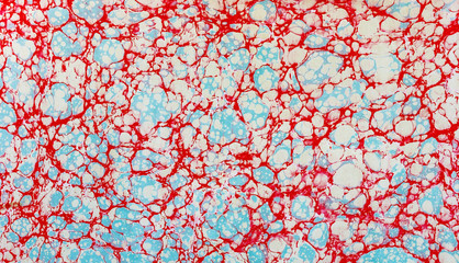 red blue white spotted ebru