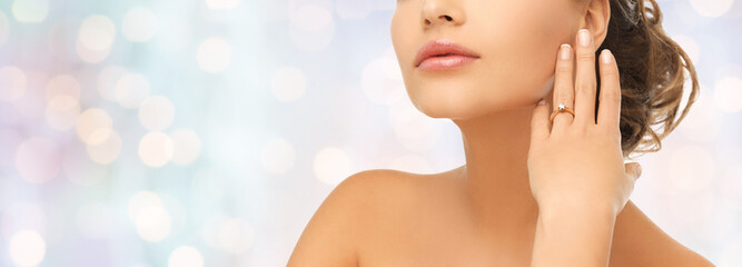 beautiful woman with diamond engagement ring