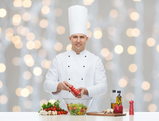 happy male chef cook cooking food