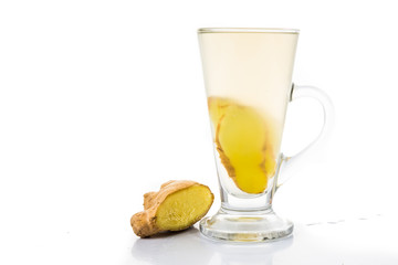 Hot ginger tea in glass
