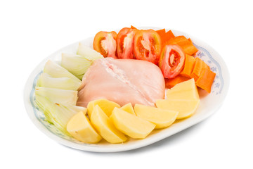 Ingredients to cook Chinese potatoes, carrots, tomatoes soup