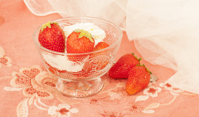 Dessert with strawberries