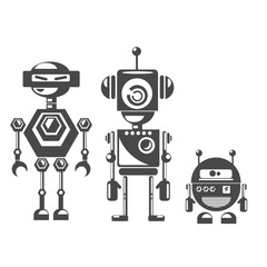 Flat design style robots and cyborgs.