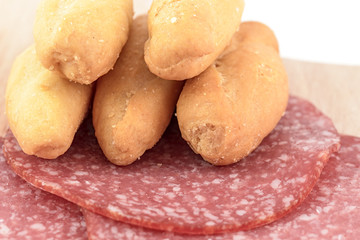 breadstick and salami food appetizer