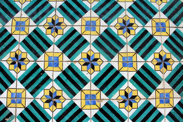 Azulejos, Typical Houses Brick, Lisbon, Portugal
