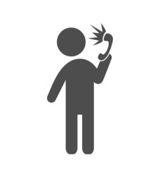 Man with shouting phone flat icon pictogram isolated on white ba