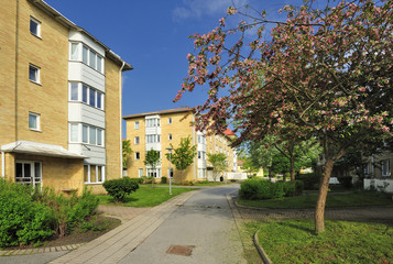 Fototapeta na wymiar Apartment buildings in Stockholm.