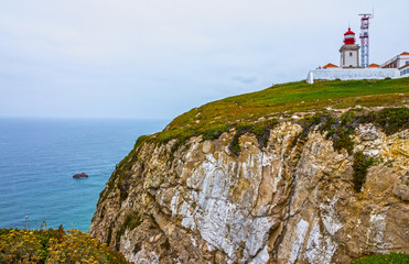 Fototapeta na wymiar Cabo da Roca Lighthouse, Portugal. Most western point of Europe