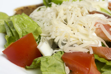 Closeup of salad with vegetables and fish