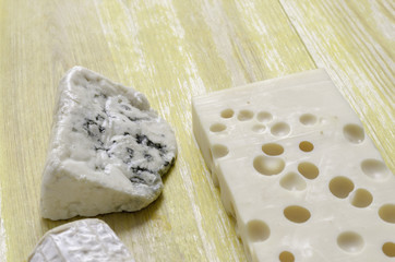 Roquefort, gruyere and goat cheeses.