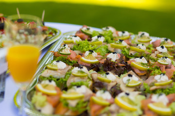 Fingerfood auf Gartenparty