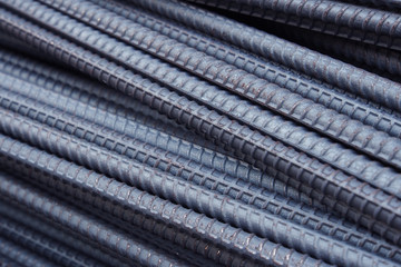 Steel rods or bars used to reinforce concrete