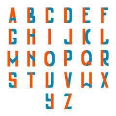 Full latin alphabet, two colored, clean and simple.