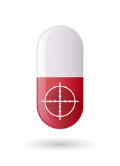 Red pill icon with a crosshair