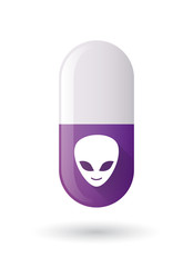 Purple pill icon with an alien face