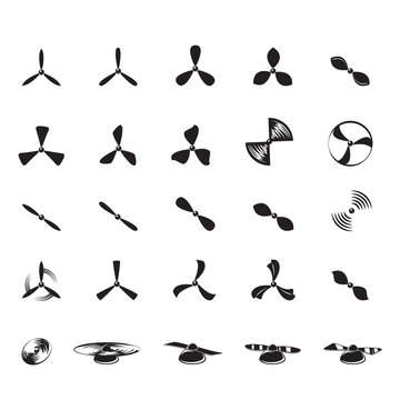 Propeller Icons Set - Isolated On White Background - Vector Illustration, Graphic Design, Editable For Your Design