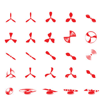 Propeller Icons Set - Isolated On White Background - Vector Illustration, Graphic Design, Editable For Your Design