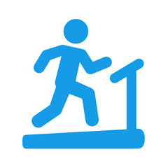 Icono aislado cinta de correr azul