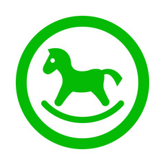 Icono redondo caballo juguete verde