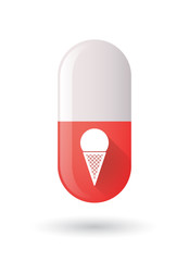 Red pill icon with an ice cream